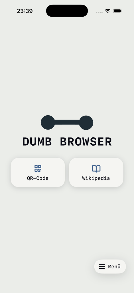 Startbildschirm von Dumb Browser