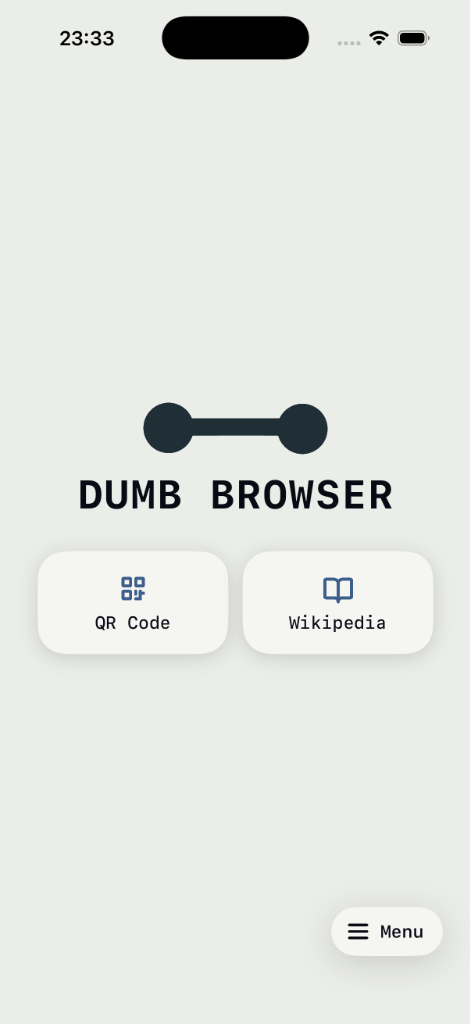 Dumb Browser home screen